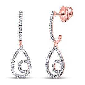 Rose Gold Diamond Curl Teardrop Dangle Earrings - 1/4 Cttw - Splendid Jewellery
