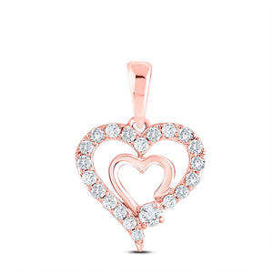 Rose Gold Diamond Double Heart Pendant - A Symbol of Everlasting Love - Splendid Jewellery