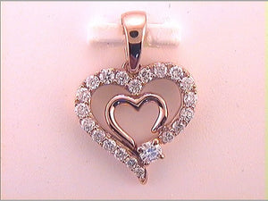 Rose Gold Diamond Double Heart Pendant - A Symbol of Everlasting Love - Splendid Jewellery