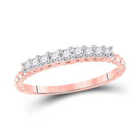 Rose Gold Diamond Elegance: 10kt Women's Single Row Band Ring 1/4 Cttw - Splendid Jewellery