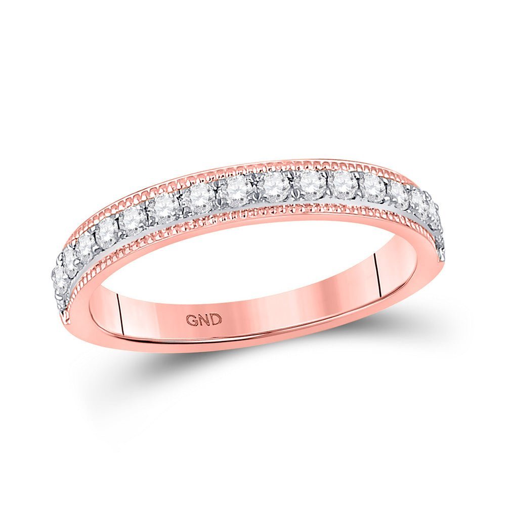 Rose Gold Diamond Elegance: 14kt Round Diamond Band Ring - Splendid Jewellery