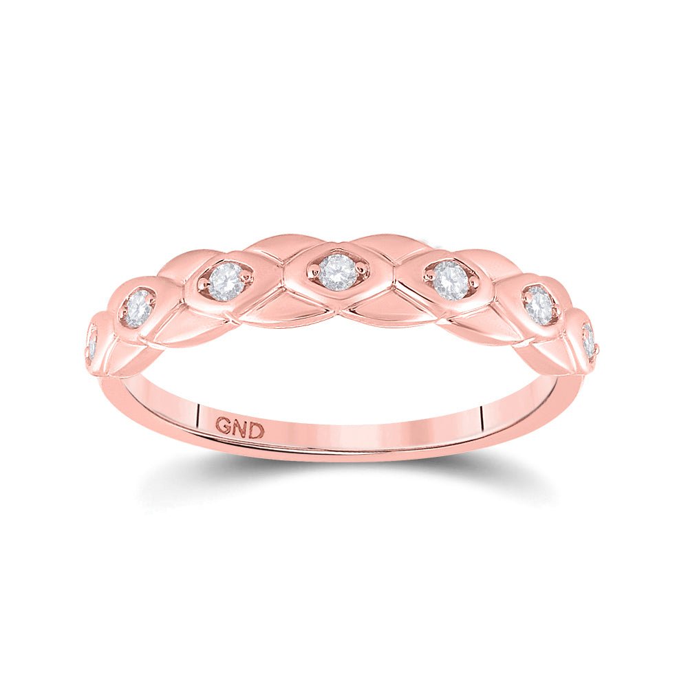 Rose Gold Diamond Elegance Band | 10kt Rose Gold Womens Round Diamond Band Ring 1/10 Cttw - Splendid Jewellery