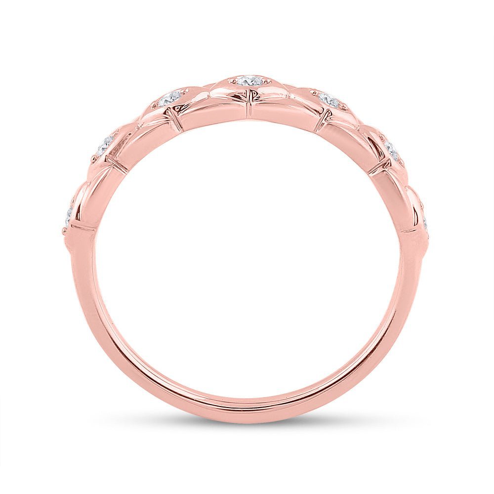 Rose Gold Diamond Elegance Band | 10kt Rose Gold Womens Round Diamond Band Ring 1/10 Cttw - Splendid Jewellery