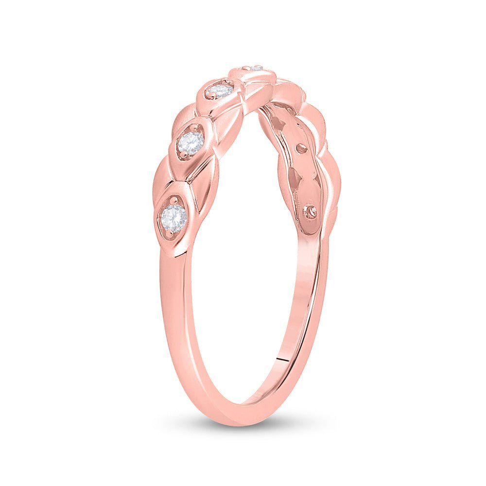 Rose Gold Diamond Elegance Band | 10kt Rose Gold Womens Round Diamond Band Ring 1/10 Cttw - Splendid Jewellery