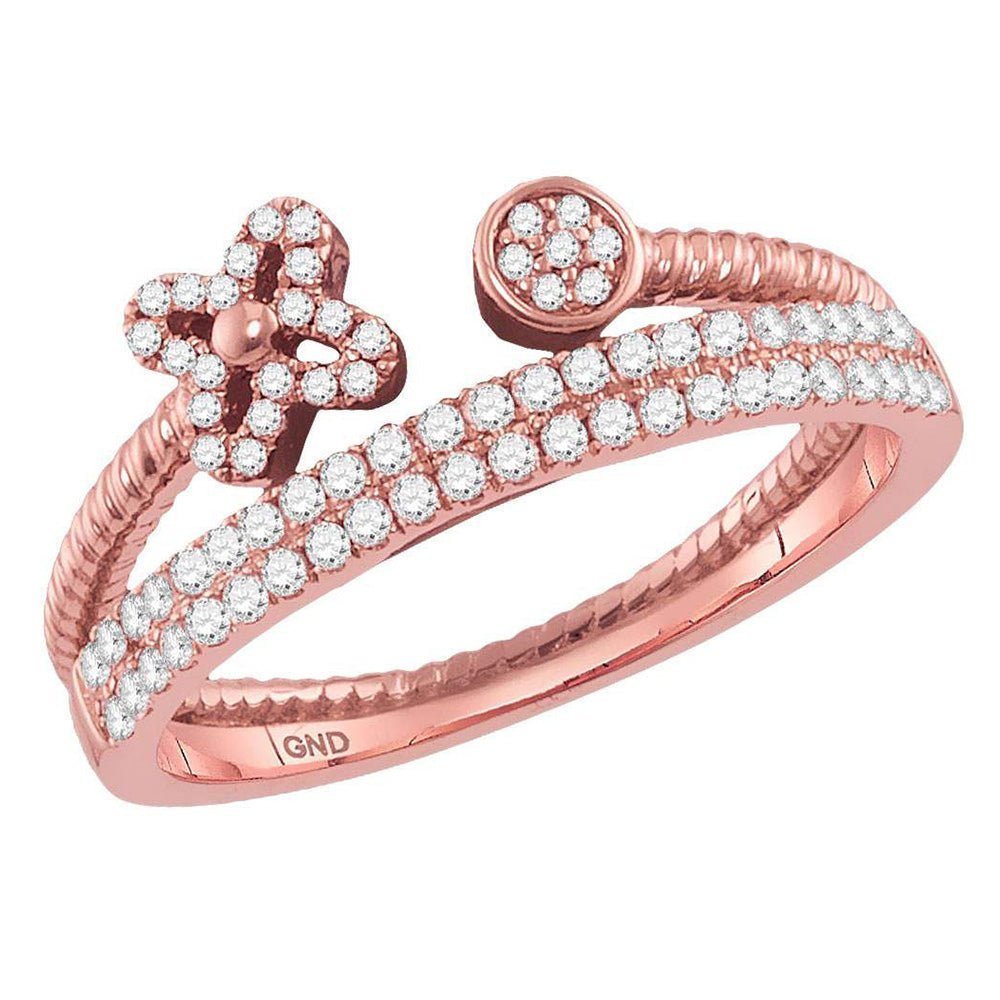 Rose Gold Diamond Flower Stackable Band - A Blooming Beauty - Splendid Jewellery