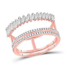 Rose Gold Diamond Fusion Ring | 14kt Rose Gold Womens Baguette Round Diamond Modern Negative Space Ring 5/8 Cttw | Splendid Jewellery - Splendid Jewellery