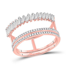 Load image into Gallery viewer, Rose Gold Diamond Fusion Ring | 14kt Rose Gold Womens Baguette Round Diamond Modern Negative Space Ring 5/8 Cttw | Splendid Jewellery - Splendid Jewellery