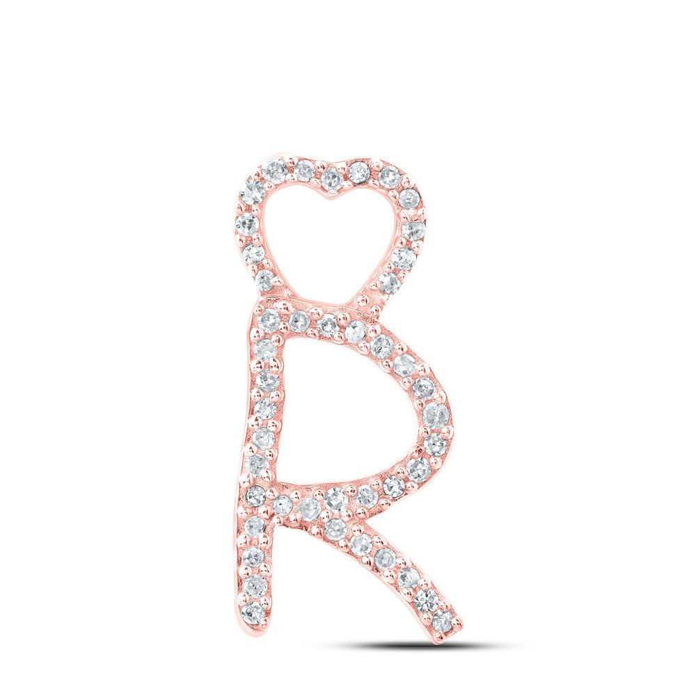 Rose Gold Diamond Heart Initial Pendant - Personalized Elegance and Sparkling Charm - Splendid Jewellery