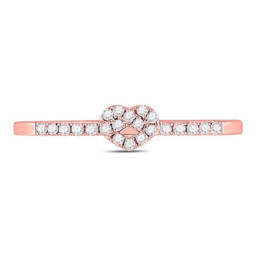 Rose Gold Diamond Heart Knot Stackable Band Ring - A Dazzling Symbol of Love and Elegance - Splendid Jewellery