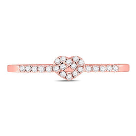 Rose Gold Diamond Heart Knot Stackable Band Ring - A Dazzling Symbol of Love and Elegance - Splendid Jewellery