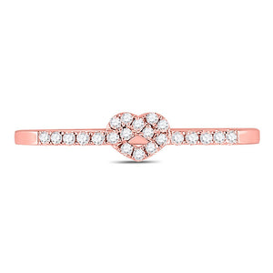 Rose Gold Diamond Heart Knot Stackable Band Ring - A Dazzling Symbol of Love and Elegance - Splendid Jewellery