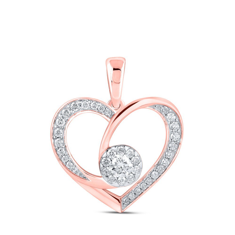 Rose Gold Diamond Heart & Love Symbol Pendant | 10kt Rose Gold Womens Round Diamond Heart Pendant 3/8 Cttw | Splendid Jewellery - Splendid Jewellery