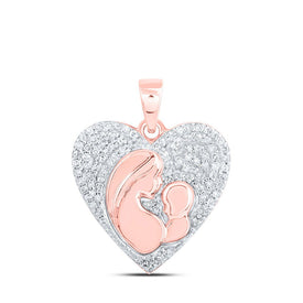 Rose Gold Diamond Heart & Love Symbol Pendant | 1/5 Cttw Mom Child Heart Necklace - Splendid Jewellery