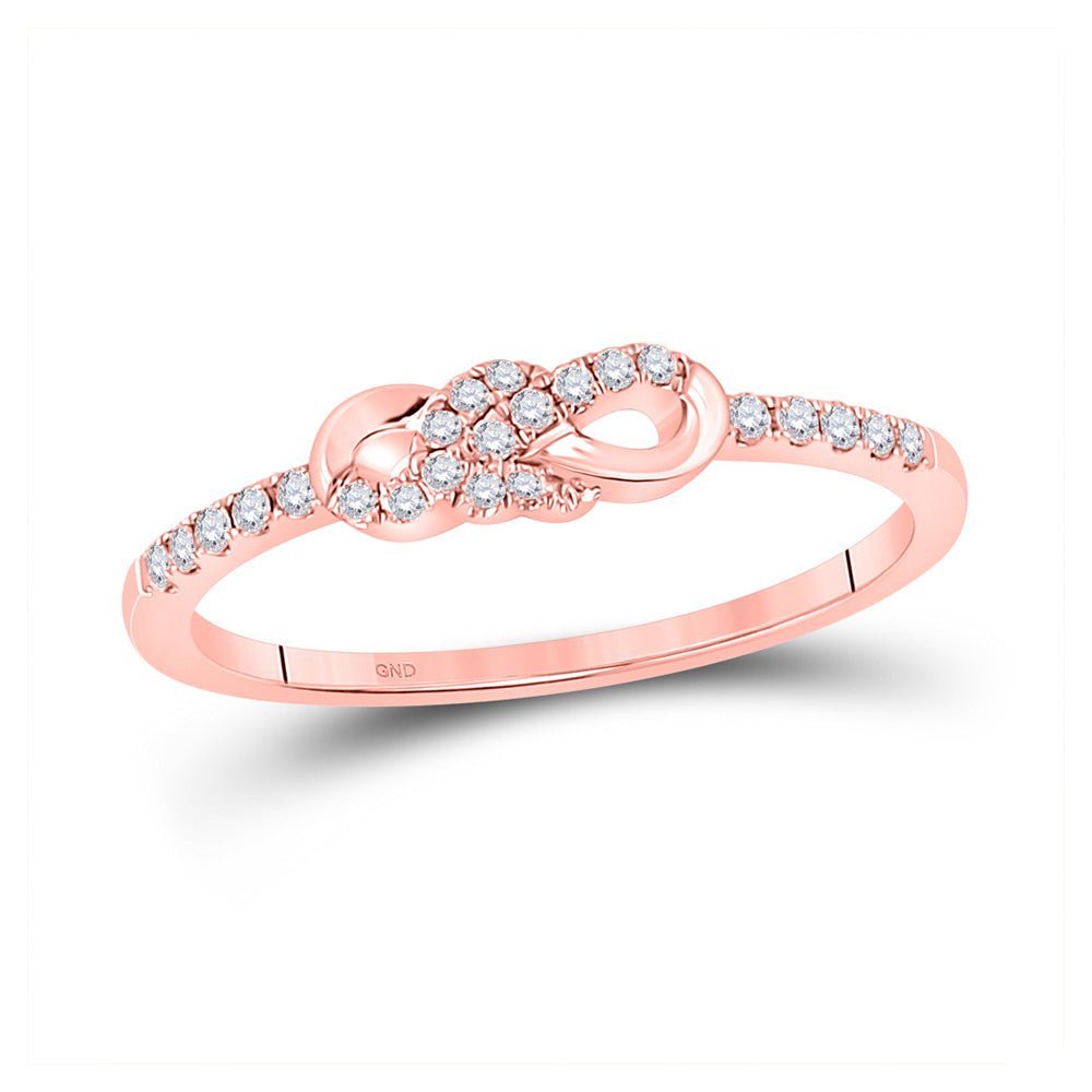 Rose Gold Diamond Knot Stackable Band Ring - A Touch of Elegance and Sparkle - Splendid Jewellery