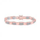 Rose Gold Diamond Link Bracelet for Men - 1.5 Carat Total Weight - Splendid Jewellery