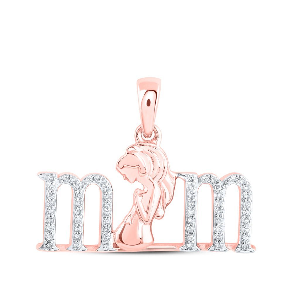 Rose Gold Diamond Maternity Pendant | 10kt Rose Gold Womens Round Diamond Expecting Mom Pendant 1/8 Cttw | Splendid Jewellery - Splendid Jewellery