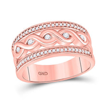 Load image into Gallery viewer, Rose Gold Diamond Scroll Band Ring: A Radiant Twist of Elegance - Splendid Jewellery