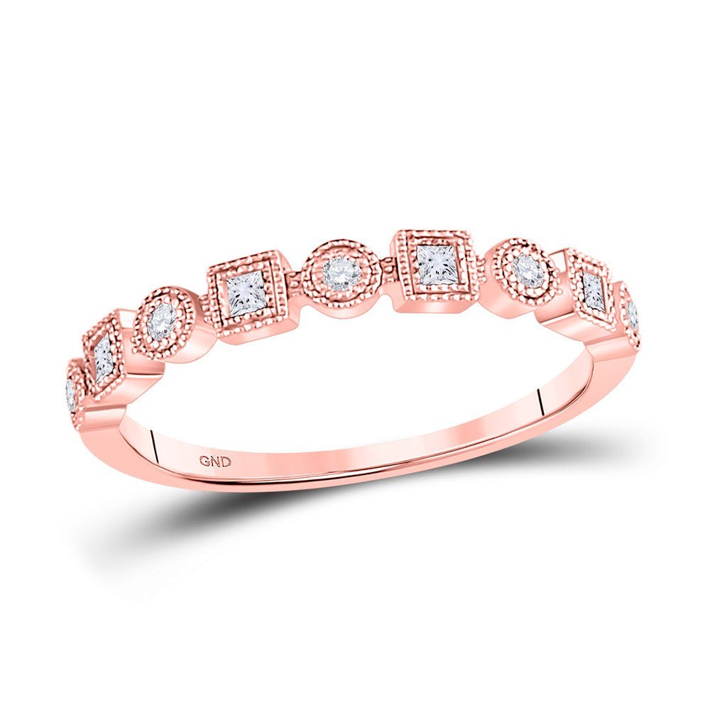 Rose Gold Diamond Square Dot Stackable Band Ring - Splendid Jewellery