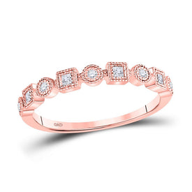 Rose Gold Diamond Square Dot Stackable Band Ring - Splendid Jewellery