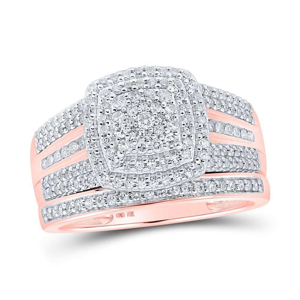 Rose Gold Diamond Square Matching Wedding Set - A Timeless Symbol of Love and Elegance - Splendid Jewellery