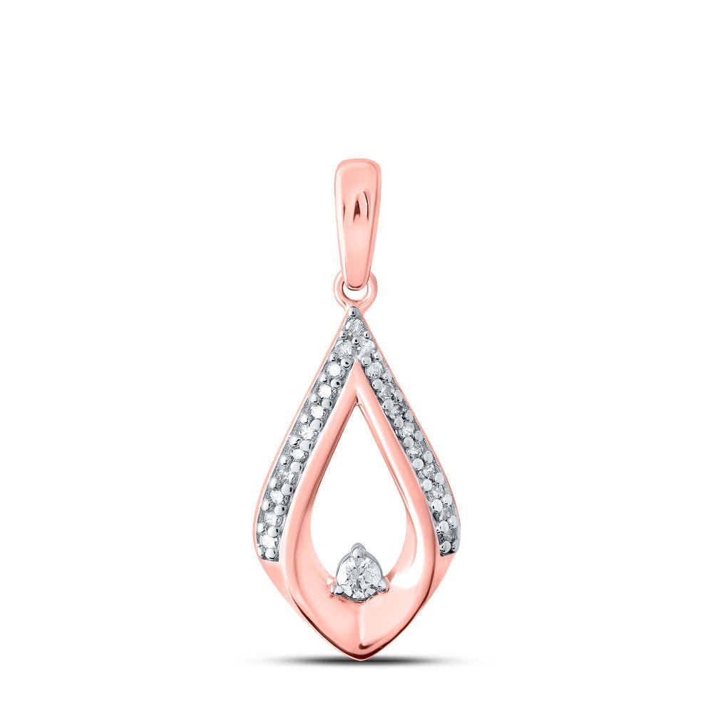 Rose Gold Diamond Swirl Pendant | 10kt Rose Gold Womens Round Diamond Fashion Pendant 1/8 Cttw - Splendid Jewellery