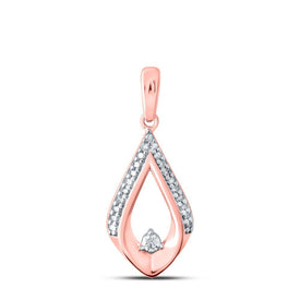 Rose Gold Diamond Swirl Pendant | 10kt Rose Gold Womens Round Diamond Fashion Pendant 1/8 Cttw - Splendid Jewellery