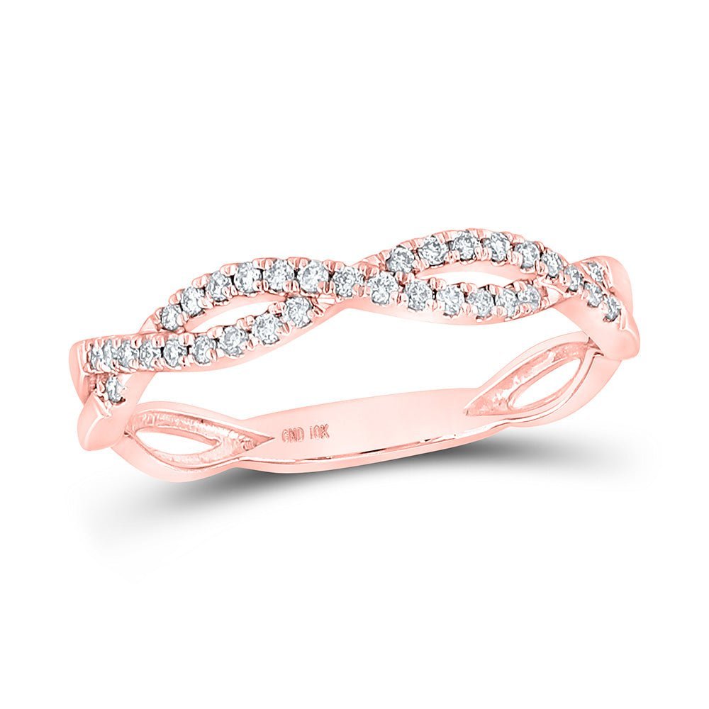 Rose Gold Diamond Swirl Stackable Band Ring - Splendid Jewellery