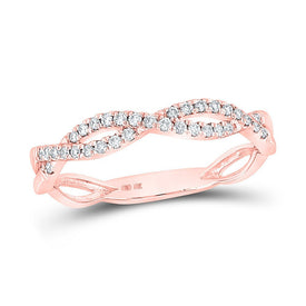 Rose Gold Diamond Swirl Stackable Band Ring - Splendid Jewellery