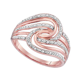 Rose Gold Diamond Swirl Strand Fashion Ring - Splendid Jewellery