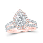 Rose Gold Diamond Teardrop Bridal Wedding Ring Set - A Mesmerizing Symbol of Love - Splendid Jewellery