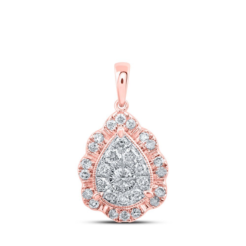 Rose Gold Diamond Teardrop Cluster Pendant - A Dazzling Elegance - Splendid Jewellery