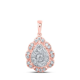 Rose Gold Diamond Teardrop Cluster Pendant - A Dazzling Elegance - Splendid Jewellery