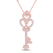Load image into Gallery viewer, Rose Gold Diamond Trefoil Key Pendant | Symbolic Elegance and Sparkling Brilliance - Alternate view 1 from Splendid Jewellery