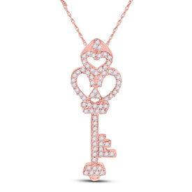 Rose Gold Diamond Trefoil Key Pendant | Symbolic Elegance and Sparkling Brilliance - Alternate view 1 from Splendid Jewellery