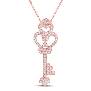 Rose Gold Diamond Trefoil Key Pendant | Symbolic Elegance and Sparkling Brilliance - Splendid Jewellery