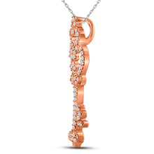 Load image into Gallery viewer, Rose Gold Diamond Trefoil Key Pendant | Symbolic Elegance and Sparkling Brilliance - Alternate view 3 from Splendid Jewellery