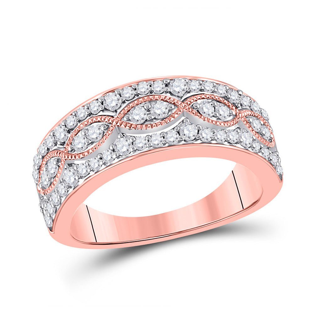 Rose Gold Diamond Twist Band Ring - A Captivating Display of Elegance and Brilliance - Splendid Jewellery