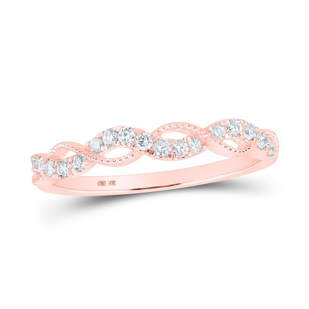 Rose Gold Diamond Twist Stackable Band Ring - Splendid Jewellery