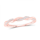 Rose Gold Diamond Twist Stackable Band Ring - A Mesmerizing Beauty - Alternate view 1 from Splendid Jewellery