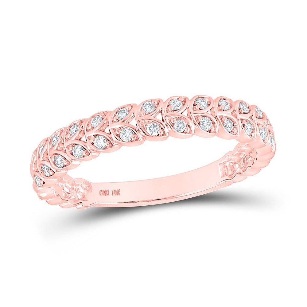 Rose Gold Diamond Vine Leaf Stackable Band Ring - Nature - Inspired Elegance - Splendid Jewellery