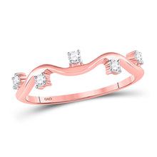 Load image into Gallery viewer, Rose Gold Diamond Wave Stackable Band Ring - A Touch of Elegance for Every Occasion - Alternate view 1 from Splendid Jewellery