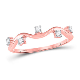 Rose Gold Diamond Wave Stackable Band Ring - A Touch of Elegance for Every Occasion - Alternate view 1 from Splendid Jewellery