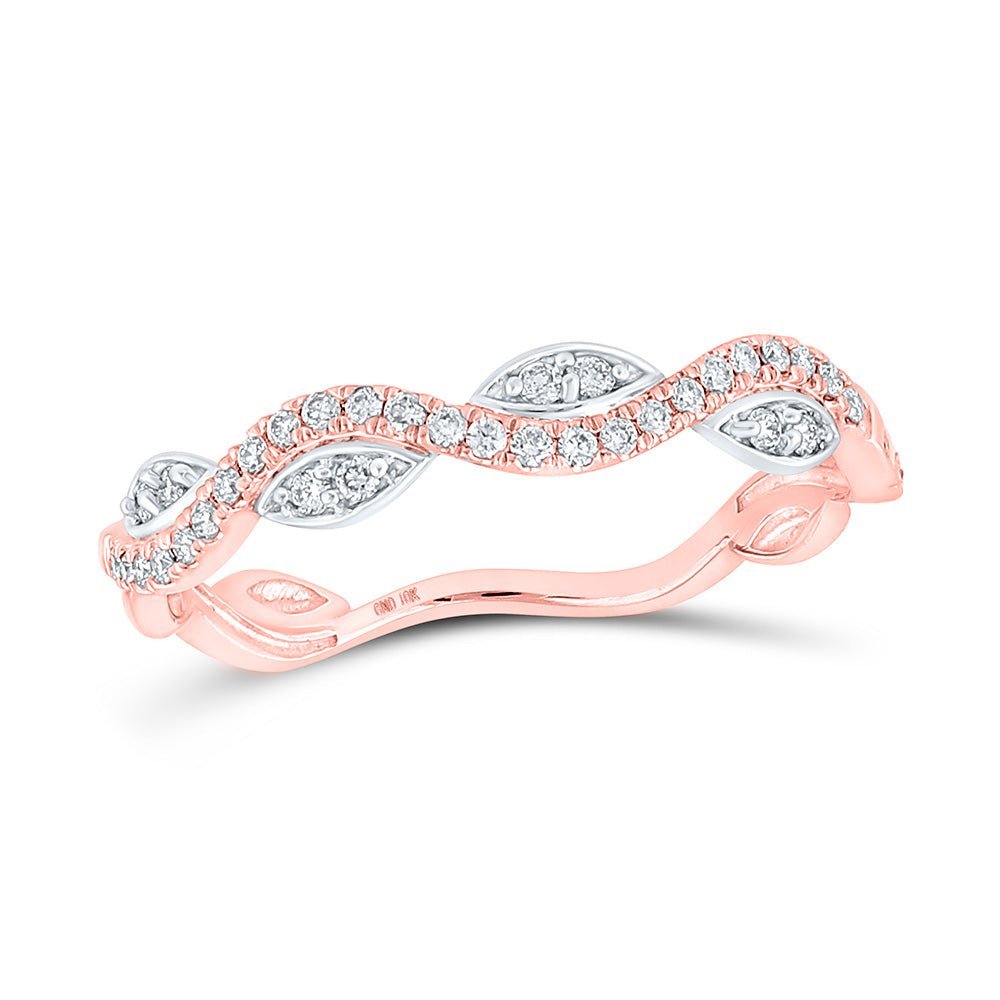 Rose Gold Diamond Wave Stackable Band Ring - The Ultimate Elegance - Splendid Jewellery