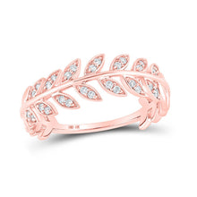 Load image into Gallery viewer, Rose Gold Leaf Diamond Stackable Band Ring - Splendid Jewellery