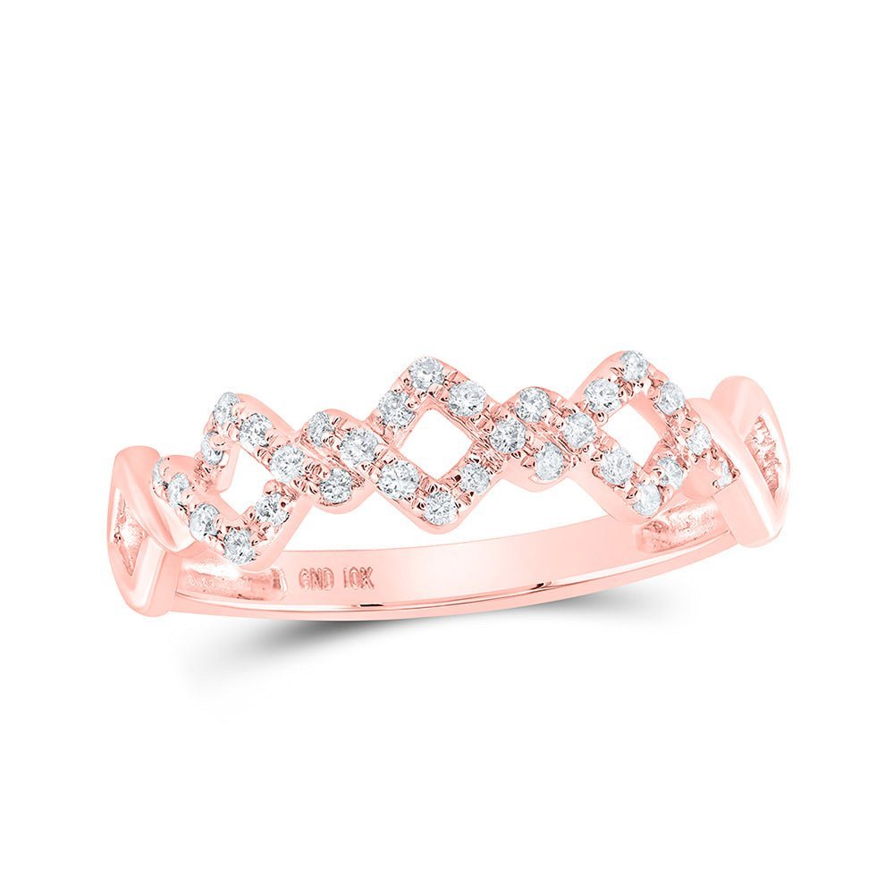 Rose Gold Offset Square Diamond Stackable Band Ring - Splendid Jewellery