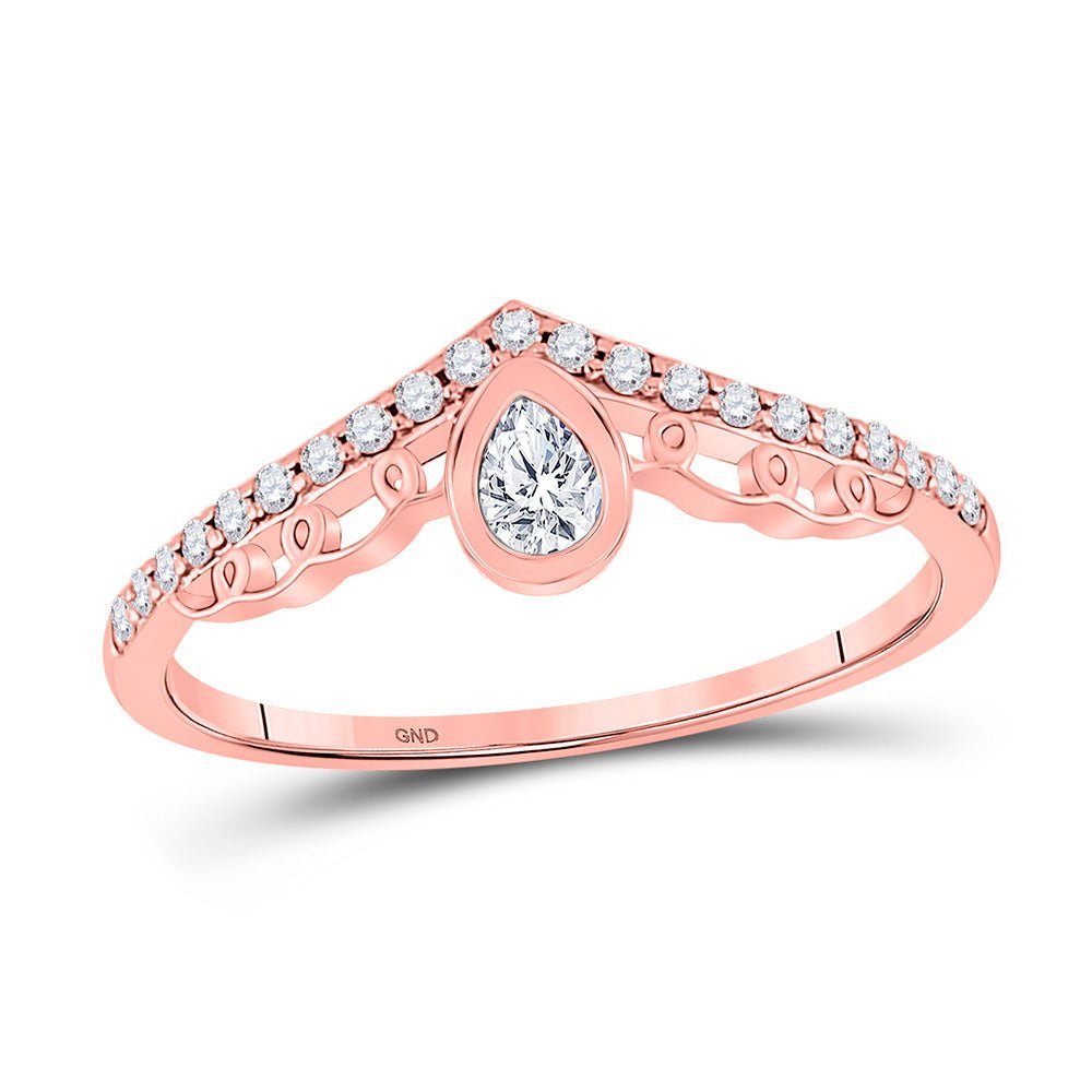 Rose Gold Pear Diamond Chevron Band Ring - A Mesmerizing Delight - Splendid Jewellery