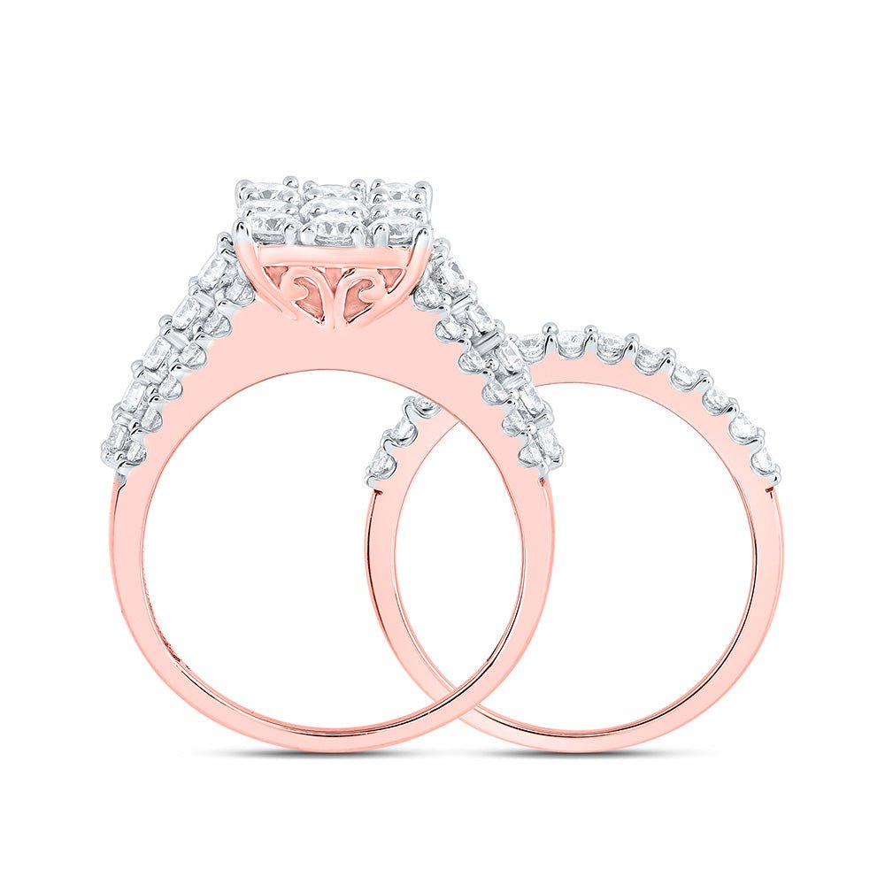Rose Gold Radiance: 10kt Round Diamond Bridal Wedding Ring Band Set 2 Cttw - Splendid Jewellery