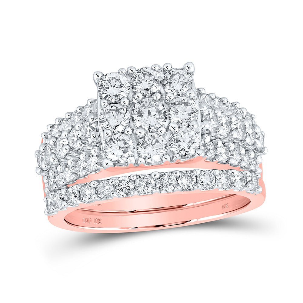 Rose Gold Radiance: 10kt Round Diamond Bridal Wedding Ring Band Set 2 Cttw - Splendid Jewellery