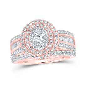 Rose Gold Radiant Love Diamond Wedding Ring Band Set - Splendid Jewellery