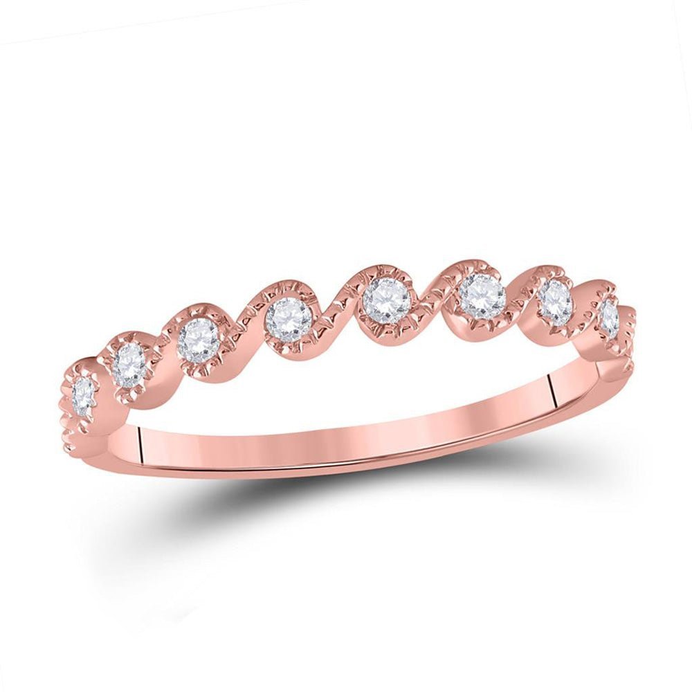 Rose Gold Sparkling Diamond Stackable Band Ring - Splendid Jewellery